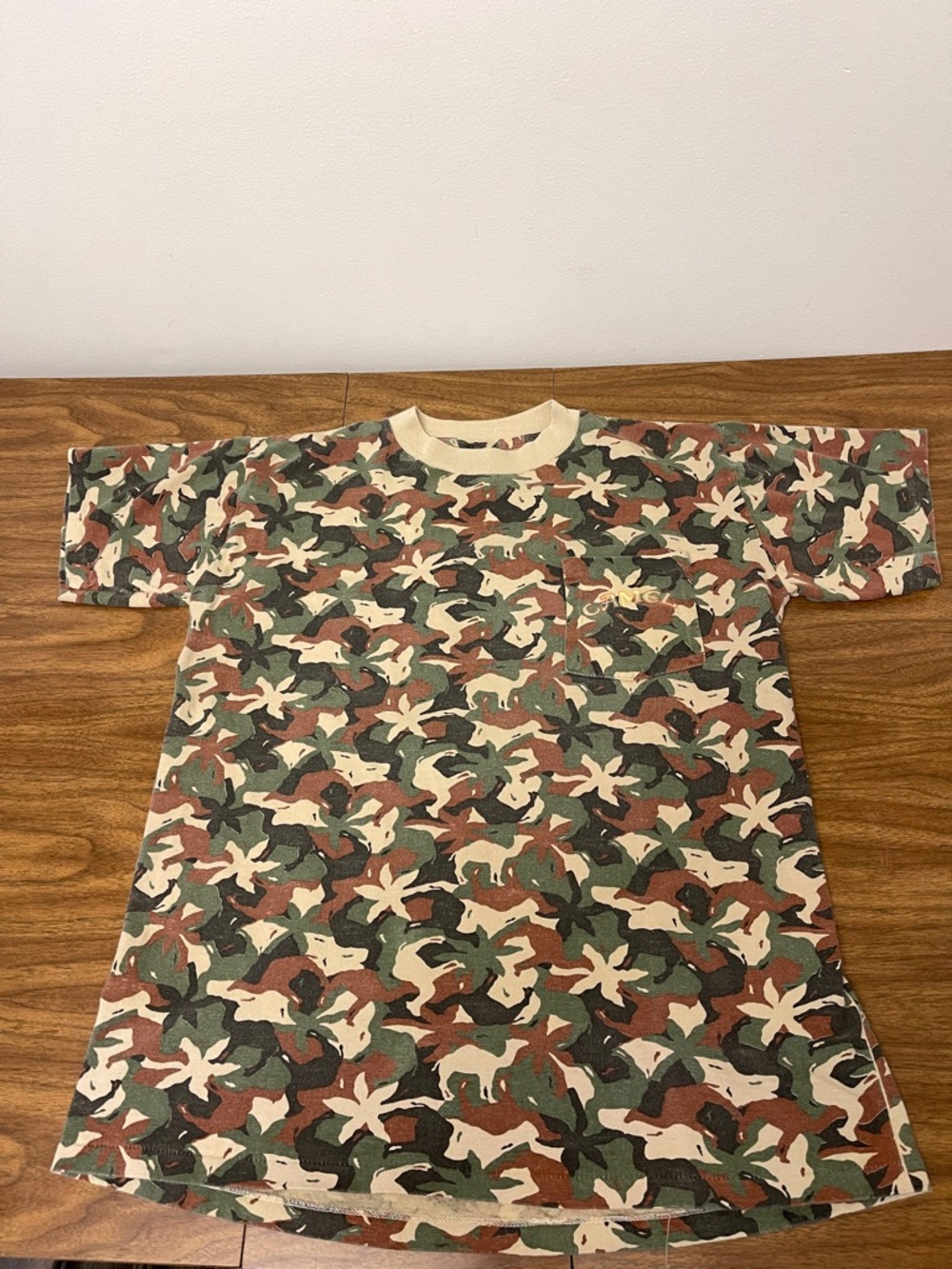 Vintage 90s Camel Cigarettes Camo Print T Shirt Size Small Single Stitch Y2K